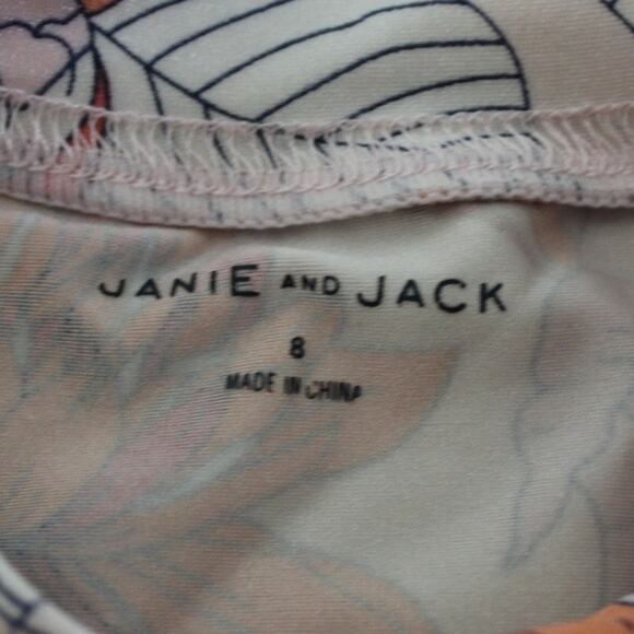 Janie and Jack Short Ruffle Sleeve Floral Rash Guard Bathing Suit Swim Top 8 - Picture 4 of 5